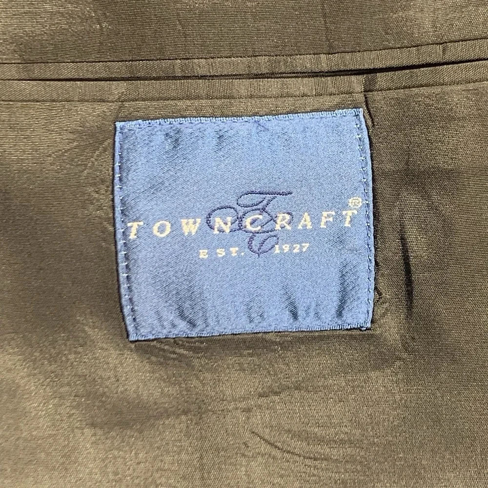 TOWNCRAFT Men's Size 46L Dark Gray Sport Coat‎ Blazer Suit Jacket Wool Blend